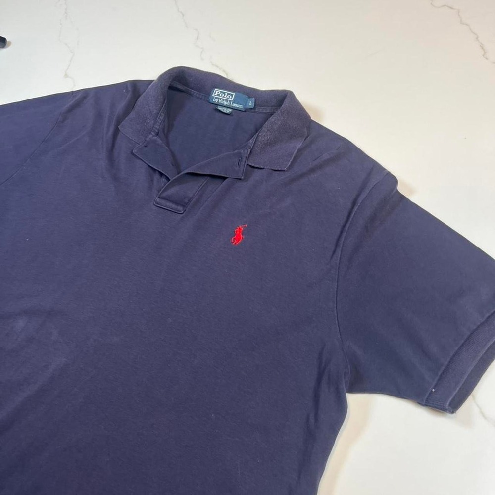 Vintage 90s polo Ralph Lauren navy collared shirt preppy golf short‎ sleeve